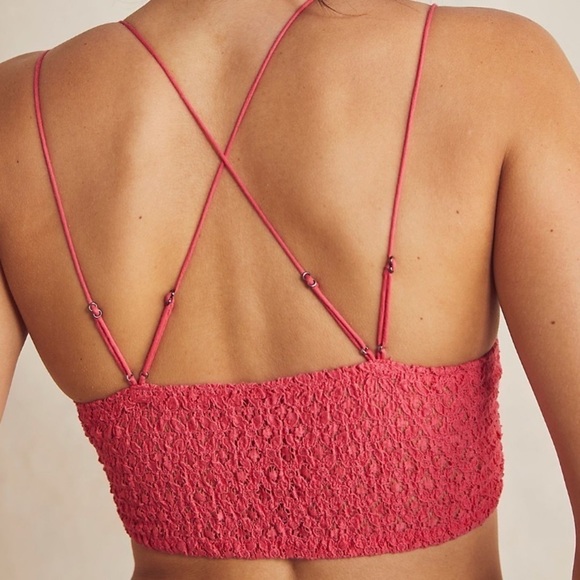 NWT Free People Adella Lace Longline Bralette in Electropop Pink - Picture 3 of 7